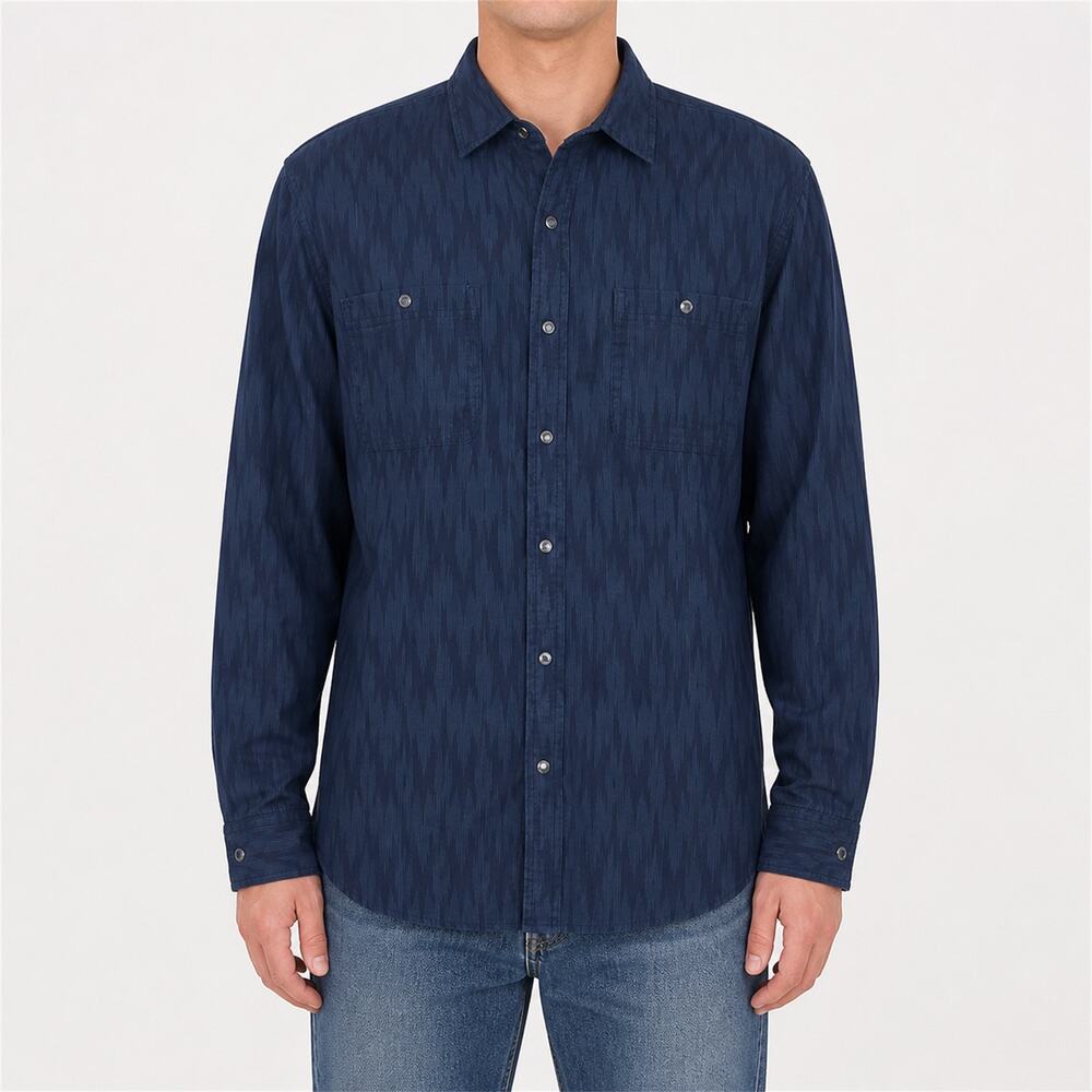 Converse One Star Shirt Mens XL Blue Aztec Southwest Long Sleeve Button-Up